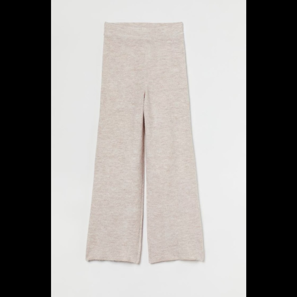 H&M Rib Knit Pant-Beige Melange Rib NWT